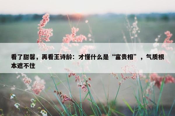 看了甜馨，再看王诗龄：才懂什么是“富贵相”，气质根本遮不住