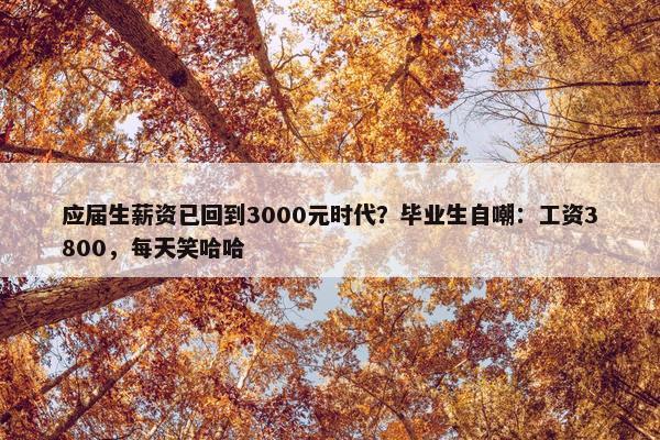 应届生薪资已回到3000元时代？毕业生自嘲：工资3800，每天笑哈哈